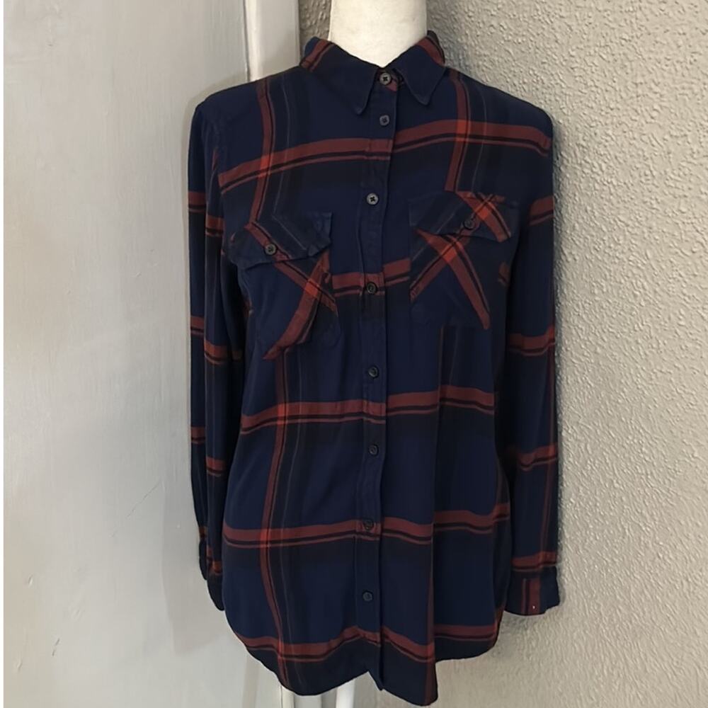BDG Urban Outfitters Navy Plaid Button Down M Cabincore Fisherman Western Rodeo